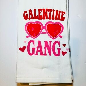 2 Galentine Gang Holiday Kitchen Towels Red and Pink Valentine Heart Eyeglasses